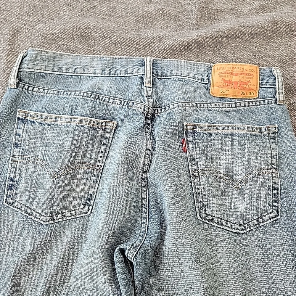 Levis 514 Jeans Men's 35x30 (35x26) Blue Classic Straight‎ Leg Light Wash Denim